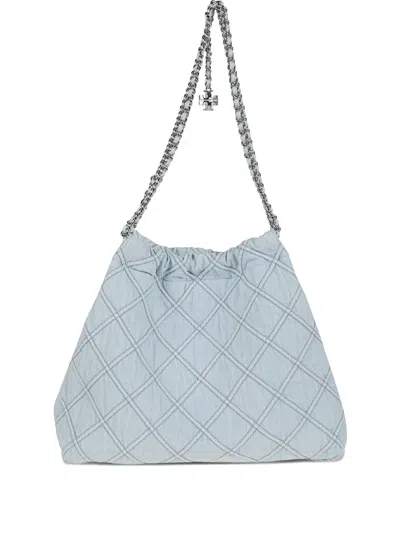 Tory Burch Fleming Drawstring Shoulder Bag In Blue
