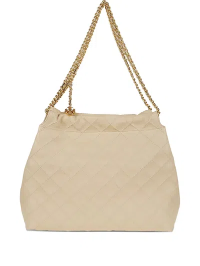 Tory Burch Fleming Drawstring Shoulder Bag In Nude