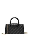 Tory Burch Quilted Rectangular Cross-body Bag With Top Handle In Black