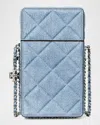 Tory Burch Fleming Flap Denim Phone Crossbody Bag