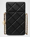 Tory Burch Fleming Flap Leather Phone Crossbody Bag In Black