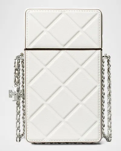 Tory Burch Fleming Flap Leather Phone Crossbody Bag In Blanc