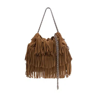 Tory Burch Fleming Fringe Mini Crossbody In Brown