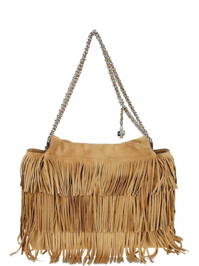 Tory Burch Fleming Fringed Tote Bag In Brown