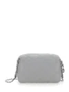 Tory Burch Fleming Grey Diamond Quilted Shoulder Bag With Chain-link Shoulder Strap In Leather Woman