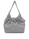 Tory Burch 'fleming' Grey Shoulder Bag With Chain-link Shoulder Strap And Double T Motif In Grained Leather Wom