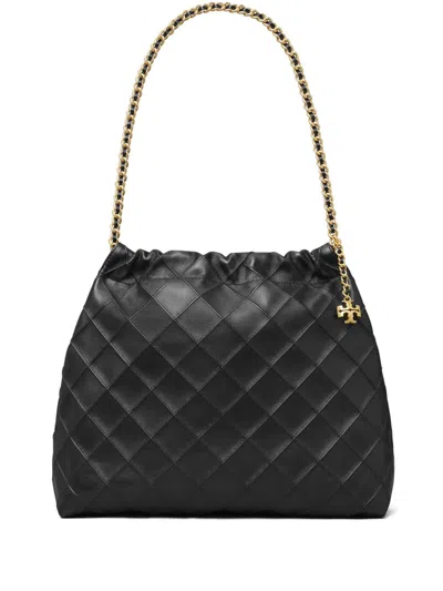 Tory Burch Fleming Soft Drawstring Hobo Bag Black