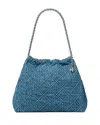 Tory Burch Fleming Soft Quilted Denim Hobo Bag In Blue