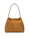 Tory Burch Fleming Soft Suede Drawstring Bag In Chicory/gold Suede
