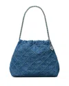 Tory Burch Fleming Soft Denim Drawstring Bag Denim In Blue
