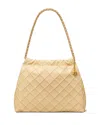 Tory Burch Fleming Chain Quilted Leather Hobo Bag In Vanilla/gold