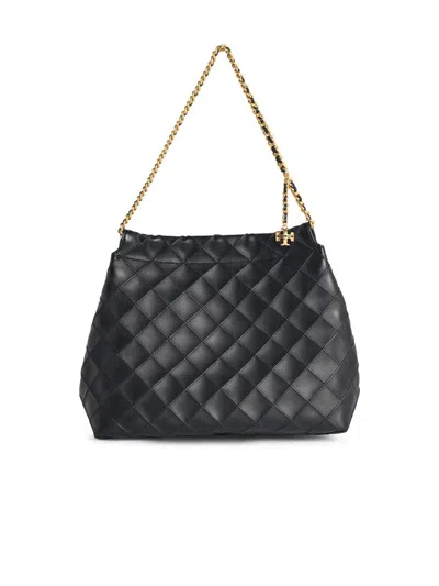 Tory Burch 'fleming Hobo' Black Leather Bag
