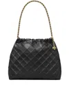 Tory Burch Fleming Hobo Shoulder Bag In Black Leather