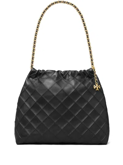 TORY BURCH FLEMING HOBO SHOULDER BAG IN BLACK LEATHER TORY BURCH