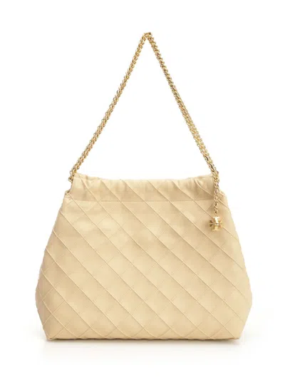 Tory Burch Fleming Hobo Shoulder Bags Beige