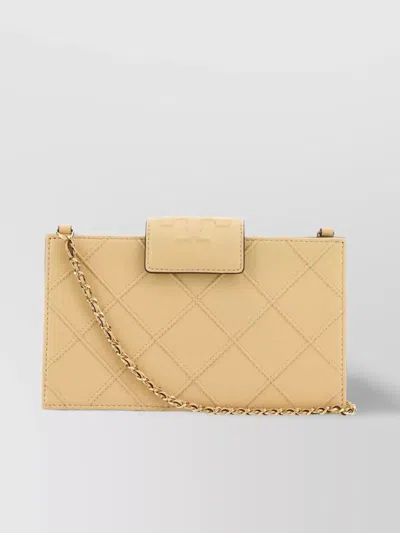 Tory Burch Fleming Lamb Leather Crossbody Bag In Neutral
