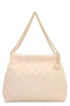 TORY BURCH 'FLEMING' WHITE SHOULDER BAG WITH LOGO CHARM IN QUILTED LEATHER WOMAN