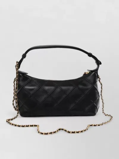 Tory Burch Fleming Leather Crossbody Bag Chain Strap In Black