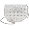 Tory Burch Fleming Leather Crossbody Bag In Silver