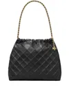 Tory Burch Fleming Leather Hobo Bag In Black