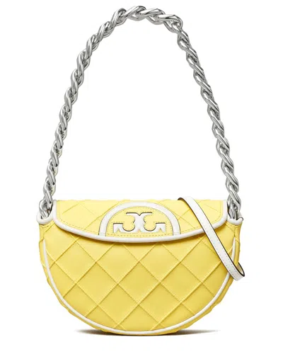 Tory Burch Quilted Fleming Mini Shoulder Bag In Yellow