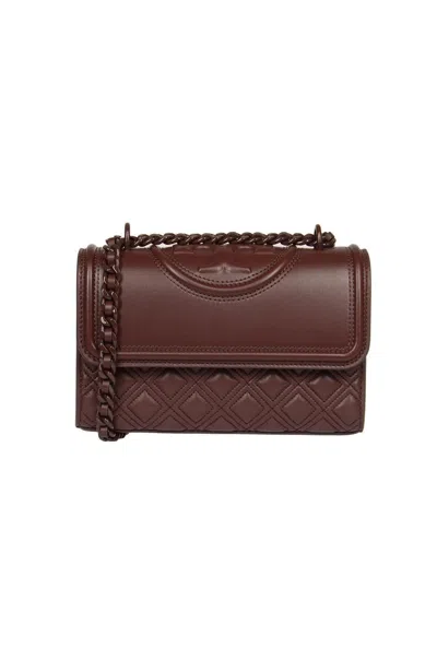 Tory Burch Fleming Leather Shoulder Bag In Brown