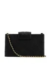 Tory Burch Mini Fleming Soft Quilted Leather Wallet On A Chain In Black