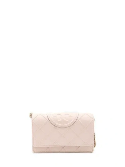 Tory Burch Fleming Leather Wallet On Chain In Pink