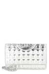 Tory Burch Fleming Leather Wallet On Chain In Silver