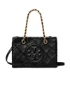 Tory Burch Mini Fleming Soft Leather Top Handle Bag In Black