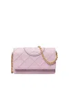 Tory Burch Fleming Logo Wallet On Chain Crossbody Bag In Pink