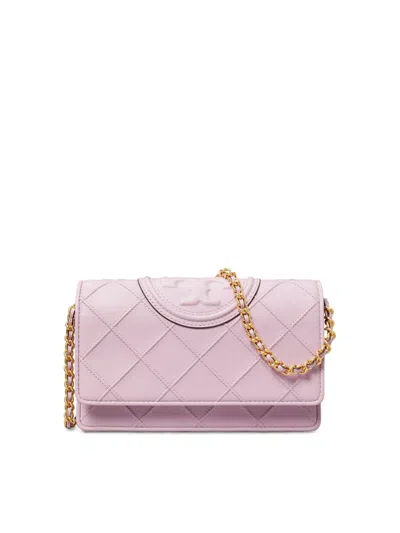 Tory Burch Fleming Logo Wallet On Chain Crossbody Bag In Pink