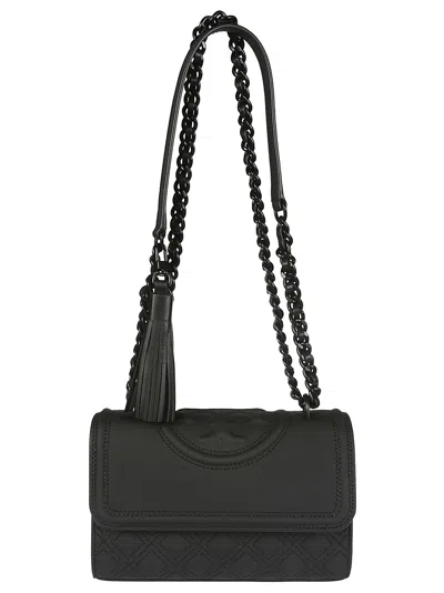 Tory Burch Fleming  Matte Small Shoulder Bag In Nero