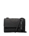 Tory Burch Fleming Quilted Leather Convertible Shoulder Bag In Matte Black
