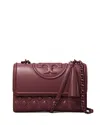 Tory Burch Fleming Medium Quilted Leather Convertible Shoulder Bag In Wine/silver