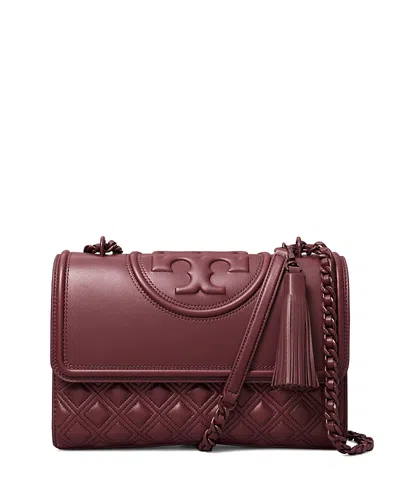 Tory Burch Fleming Medium Quilted Leather Convertible Shoulder Bag In Wine/silver