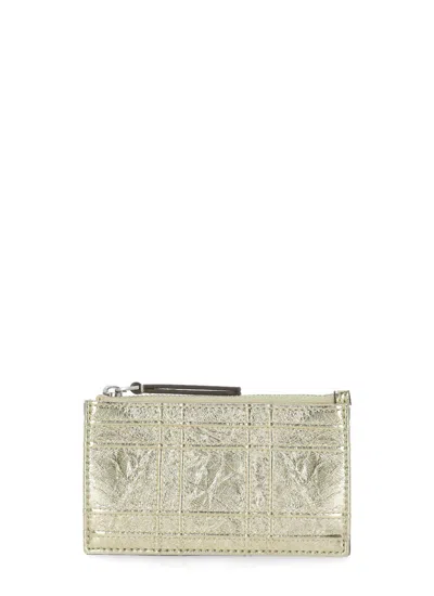 Tory Burch Fleming Metallic Card Holder In Golden
