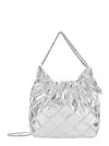 Tory Burch Fleming Metallic Mini Hobo Bag In Silver