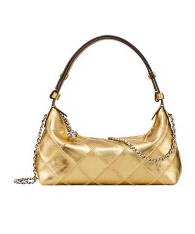 Tory Burch Fleming Metallic Pochette In Gold
