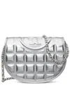 Tory Burch Fleming Metallic Square Quilt Mini Leather Chain Wallet