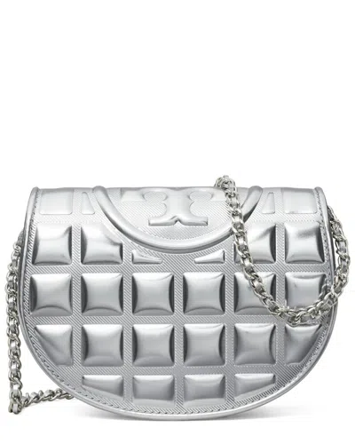 Tory Burch Fleming Metallic Square Quilt Mini Leather Chain Wallet