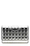 Tory Burch Fleming Metallic Square Quilt Wallets And Card Holders In Silver