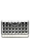 Tory Burch 'fleming Metallic Square Quilt' Wallet On Chain In Silver