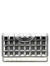 Tory Burch 'fleming Metallic Square Quilt' Wallet On Chain In Silver