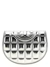 Tory Burch Fleming Metallic Square Quilt Wallets And Card Holders In Silver