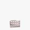 Tory Burch Fleming Metallic Square Quilt Zip Card Case
