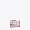 Tory Burch Fleming Metallic Square Quilt Zip Card Case In Sparkle Pink