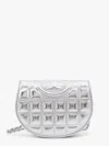 Tory Burch Fleming Metallized Matelassé Leather Shoulder Bag With Chain Shoulder Strap In Silver