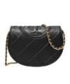 Tory Burch Mini Fleming Soft Quilted Leather Wallet On A Chain In Black