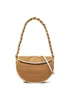 Tory Burch Mini Fleming Crescent Bag In Dusty Almond